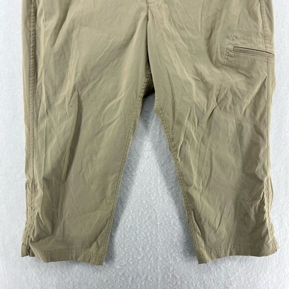 Eddie Bauer Cropped Pants Women's 8 Khaki Brown Midrise Zip Pocket Hiking Casual - Picture 7 of 13